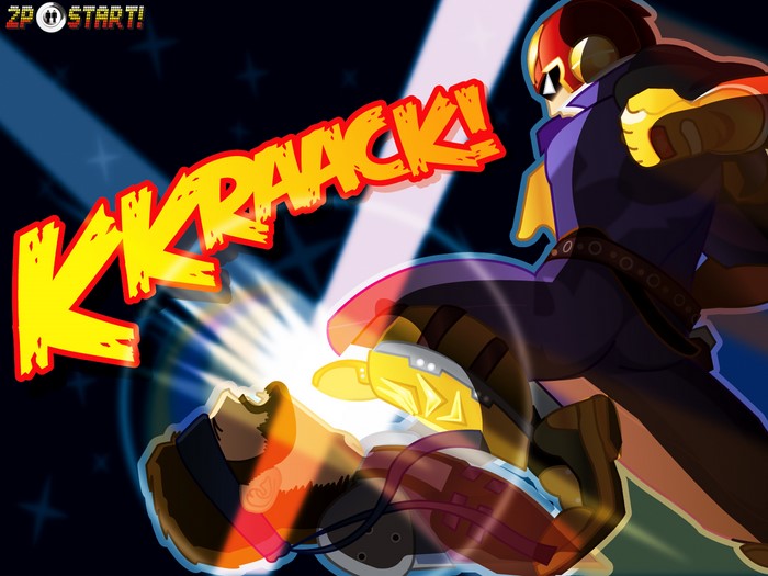 Captain Falcon from F-Zero fighting Snake