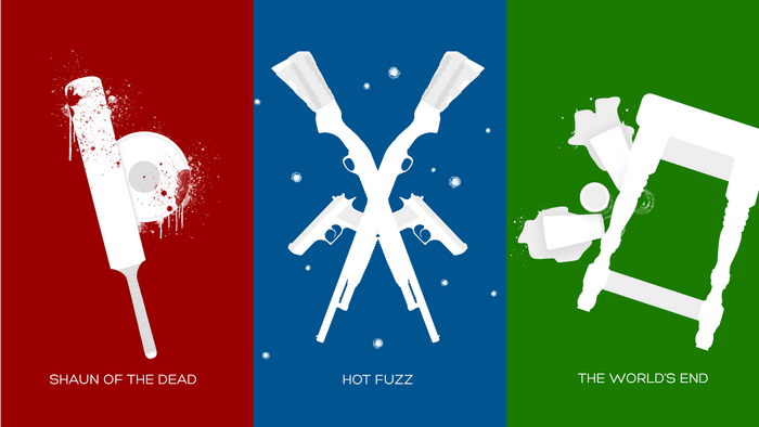 Shaun of the Dead, Hot Fuzz, The World's End movie posters
