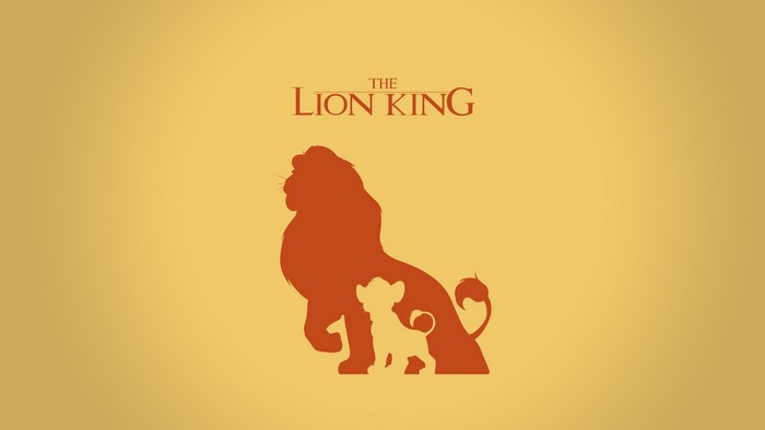 The Lion King movie title and silhouettes