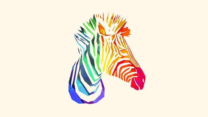 Geometric rainbow zebra head