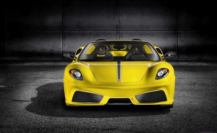 Yellow Ferrari Convertible Sports Car
