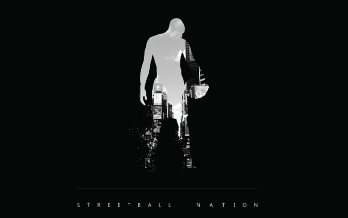 Streetball Nation graphic with basketball player silhouette