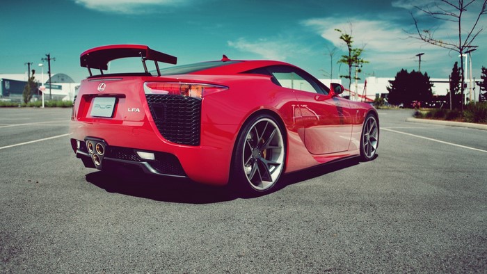 Red Lexus LFA Nurburgring Edition parked