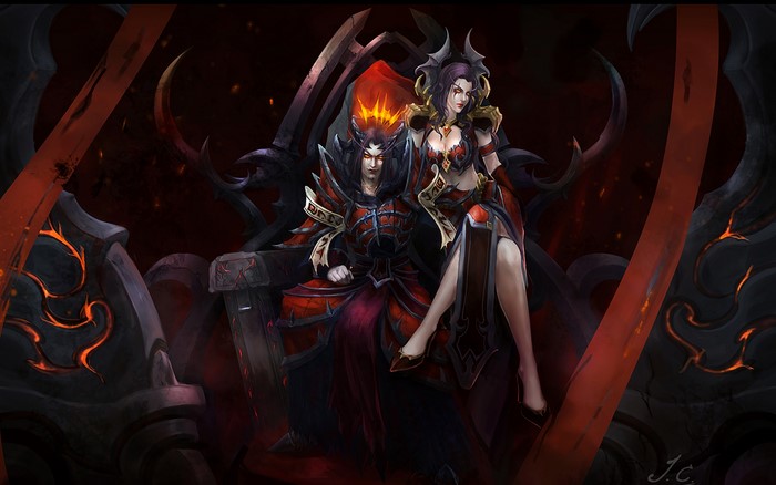 Nefarian and Onyxia on thrones from Blackwing Lair