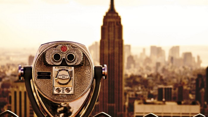 Telescope overlooking Empire State Building in New York City