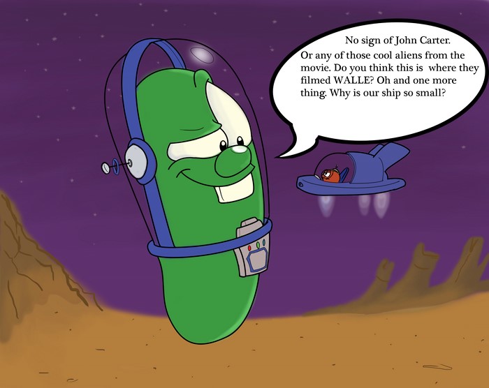 Larry the Cucumber and a Martian in Space