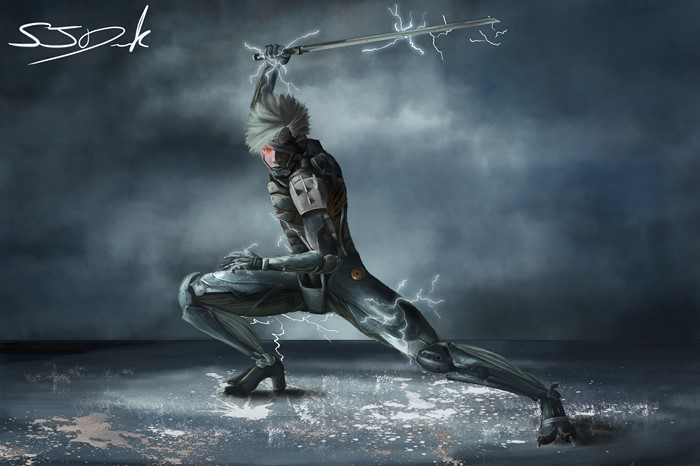 Raiden from Metal Gear Rising: Revengeance with lightning