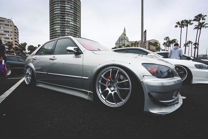Silver Lexus IS with custom wheels