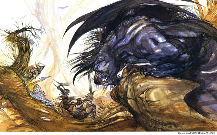 Fantasy Battle with Dragon and Warriors