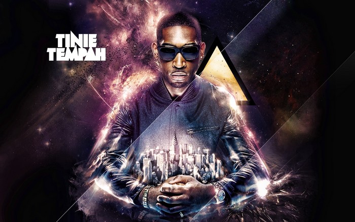 Tinie Tempah with city skyline overlay