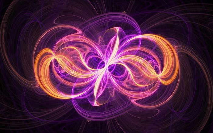 Abstract fractal pattern with purple and orange swirls