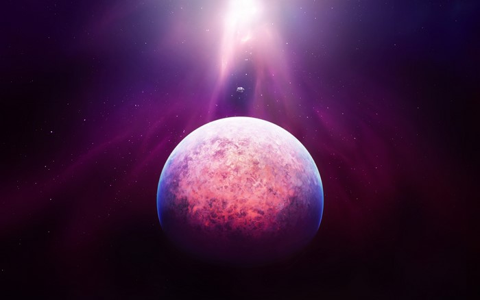 Sci Fi Planet with Light Rays