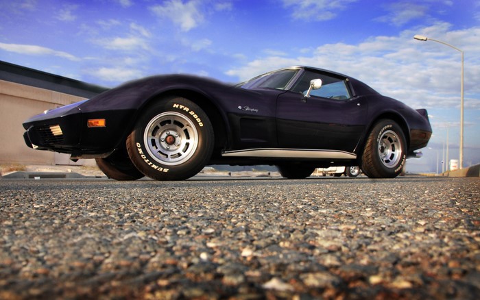 Black Chevrolet Corvette Stingray on Asphalt