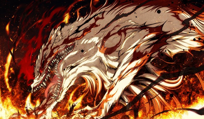 Fiery Wolf Demon from Kajiri Kamui Kagura