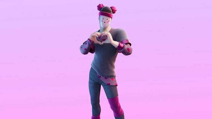 Fortnite Skin with Hearts Outfit 4K