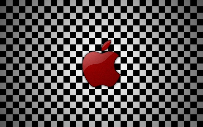 Red Apple Inc. logo on checkered background