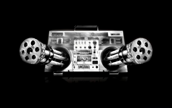 Boombox with Gatling Guns