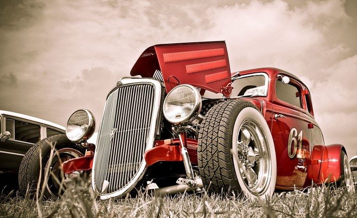 Red Hot Rod Car with Number 61