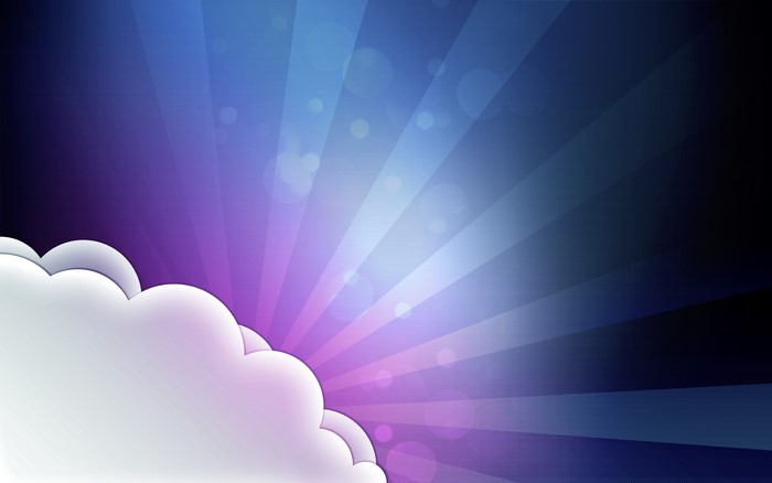 Abstract clouds with purple and blue light rays