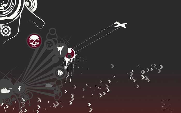 Dark Artistic Wallpaper with Military Symbols