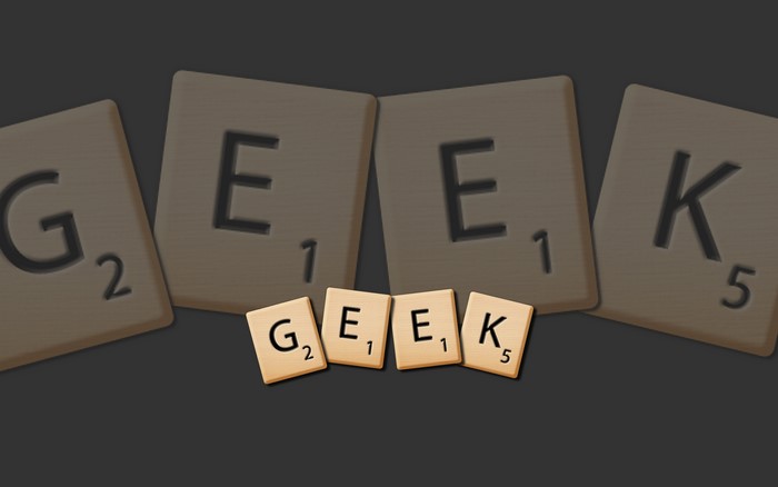 Scrabble tiles spelling GEEK