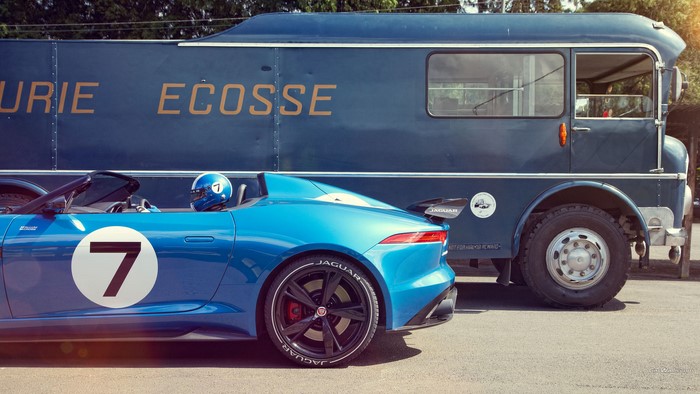 Jaguar Project 7 Concept car with Ecurie Ecosse bus