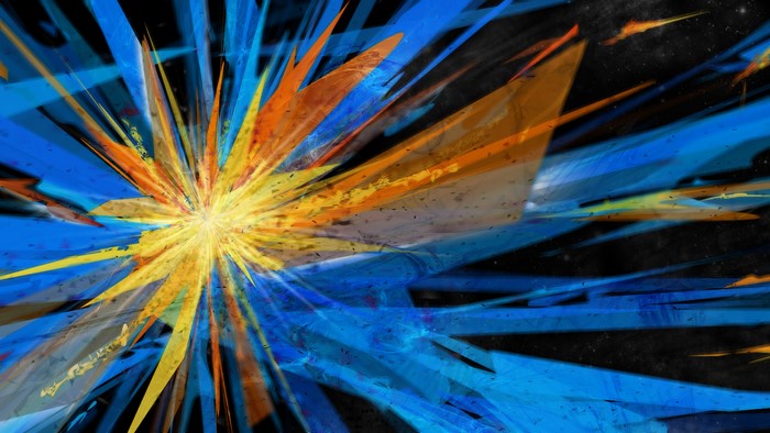 Abstract explosion of blue and orange colors