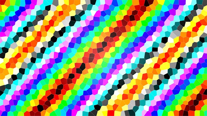 Colorful mosaic tiles in diagonal rows