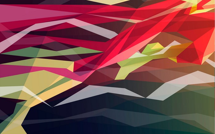 Abstract geometric shapes with red and green hues