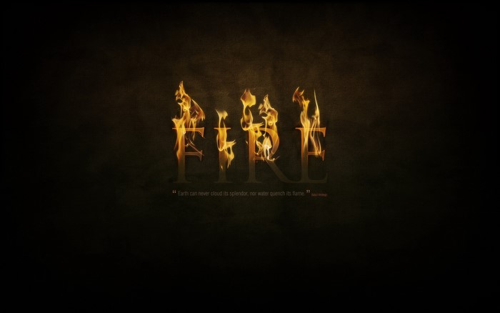 FIRE text with flames and quote