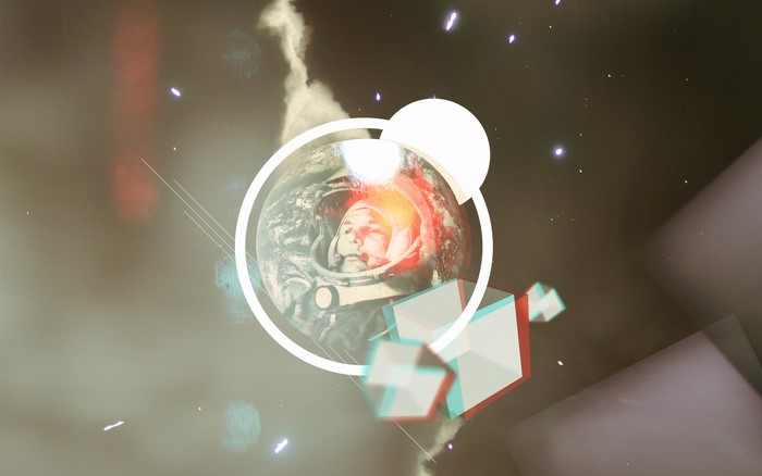 Astronaut in a helmet with Earth behind