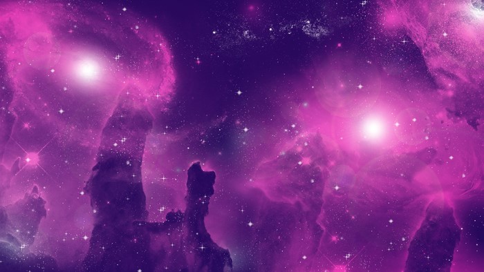 Purple Nebula with Stars and Pillars