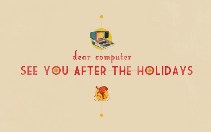 Computer and cyclist graphic with text