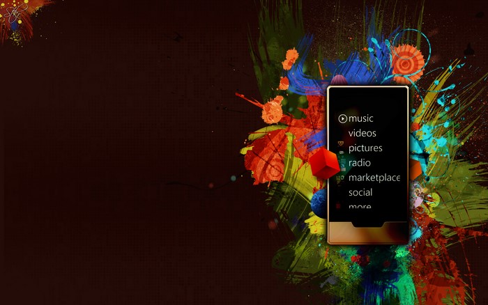 Microsoft Zune with colorful abstract art