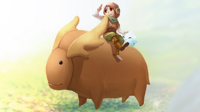 Lana from Yonder: The Cloud Catcher Chronicles riding a creature