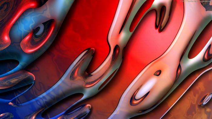 Abstract fluid shapes with red and blue colors