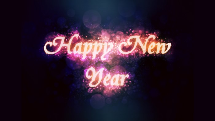Happy New Year text with sparkling lights