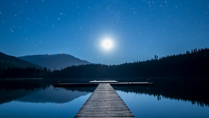 Moonlit Lake with Stars and Dock 4K