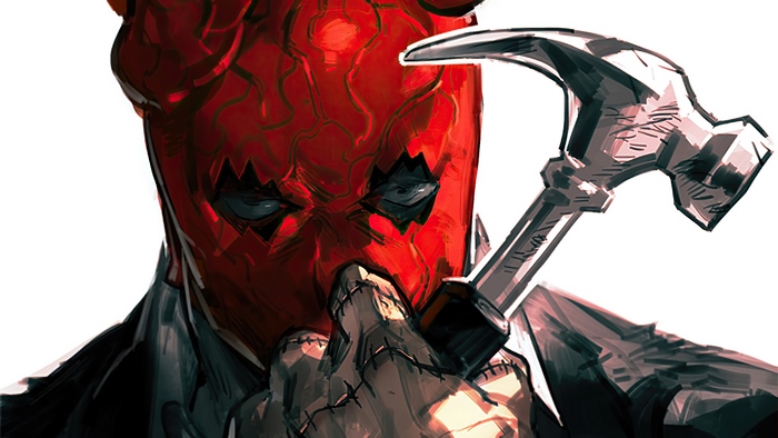 Shin from Dorohedoro holding a hammer