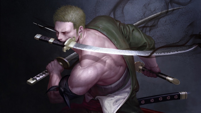 Roronoa Zoro from One Piece with 3 swords