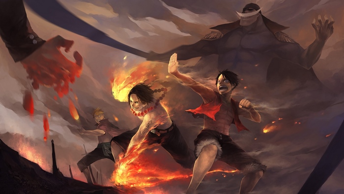 Ace, Luffy, Whitebeard, Marco, One Piece, 4K