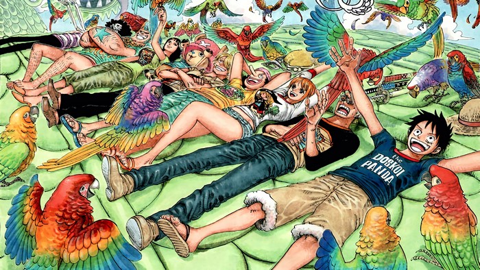 Straw Hat Pirates with Parrots