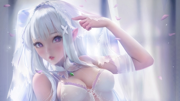 Anime, Girl, Beautiful, Emilia, Re:Zero, 4K