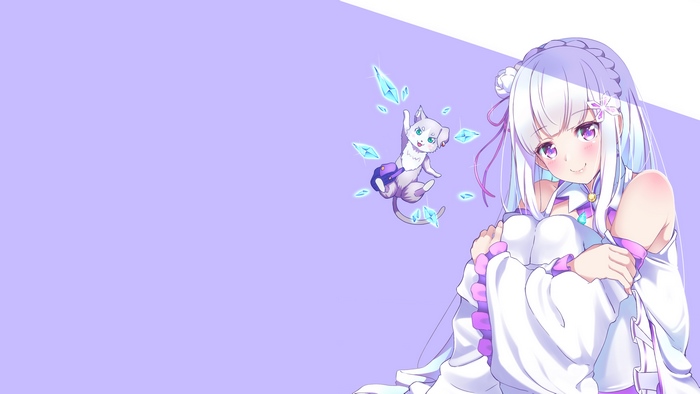 Emilia and Pack from Re:Zero 4K