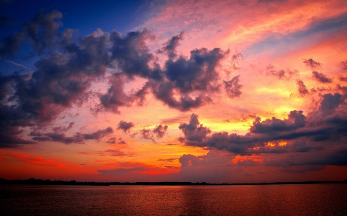 Dramatic sunset over a body of water