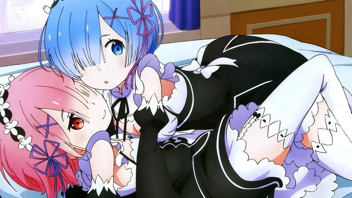 Rem, Ram, Re:Zero, Anime, Girls, Maid, 4K