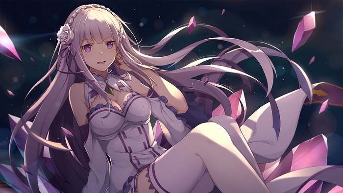 Emilia, Re:Zero, Anime, Girls, 4K