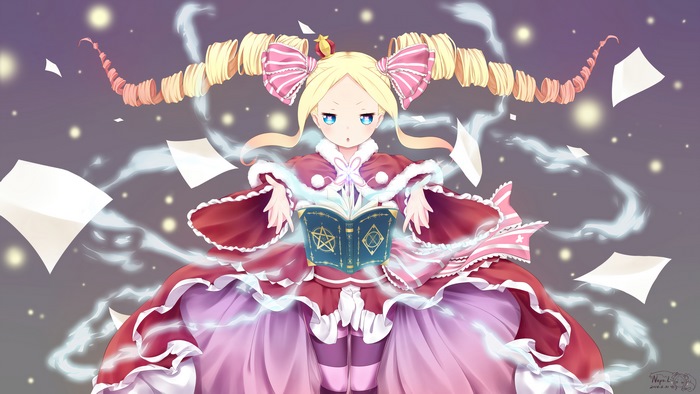 Beatrice from Re:Zero holding a magic book