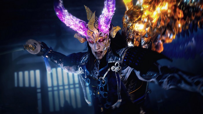 Yokai Samurai with glowing horns in Nioh 2 4K