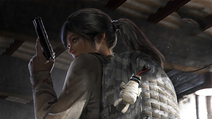 Girl from PUBG holding a gun